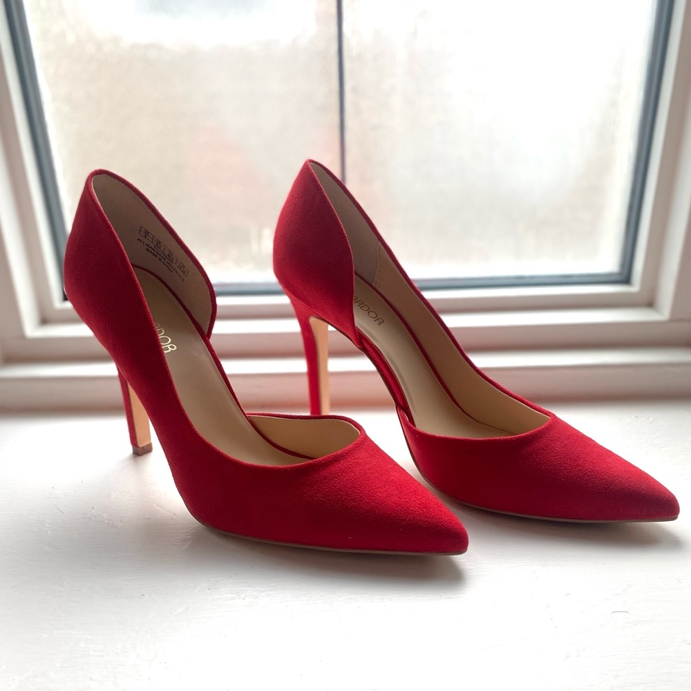 Jenn Ardor Women Classic Pointed Toe Stiletto Heel Red